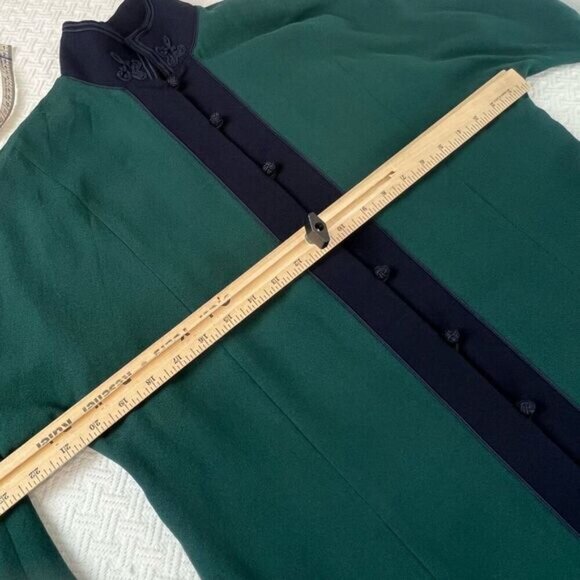 VTG Linda Allard Ellen Tracy Women 8 100% Wool Green Blue Buttoned Sweater Dress - Picture 9 of 15